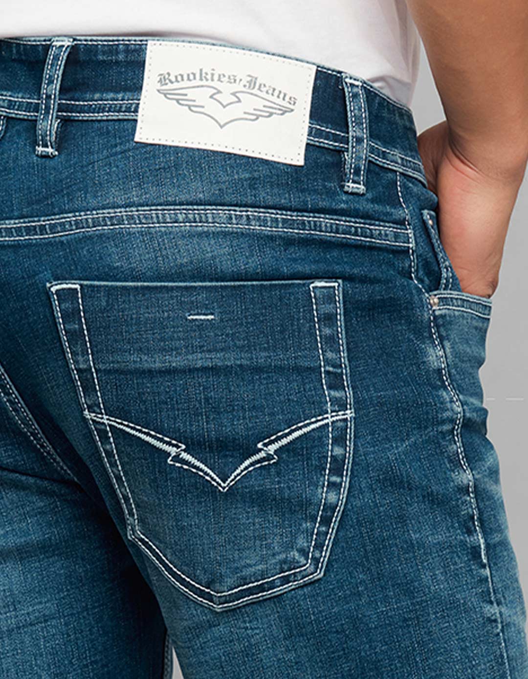 Medium Blue 5 Pocket Low-Rise Ankle Length Classic Stretch Jeans