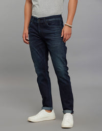 Dark Blue 5 Pocket Low-Rise Ankle Length Classic Stretch Jeans