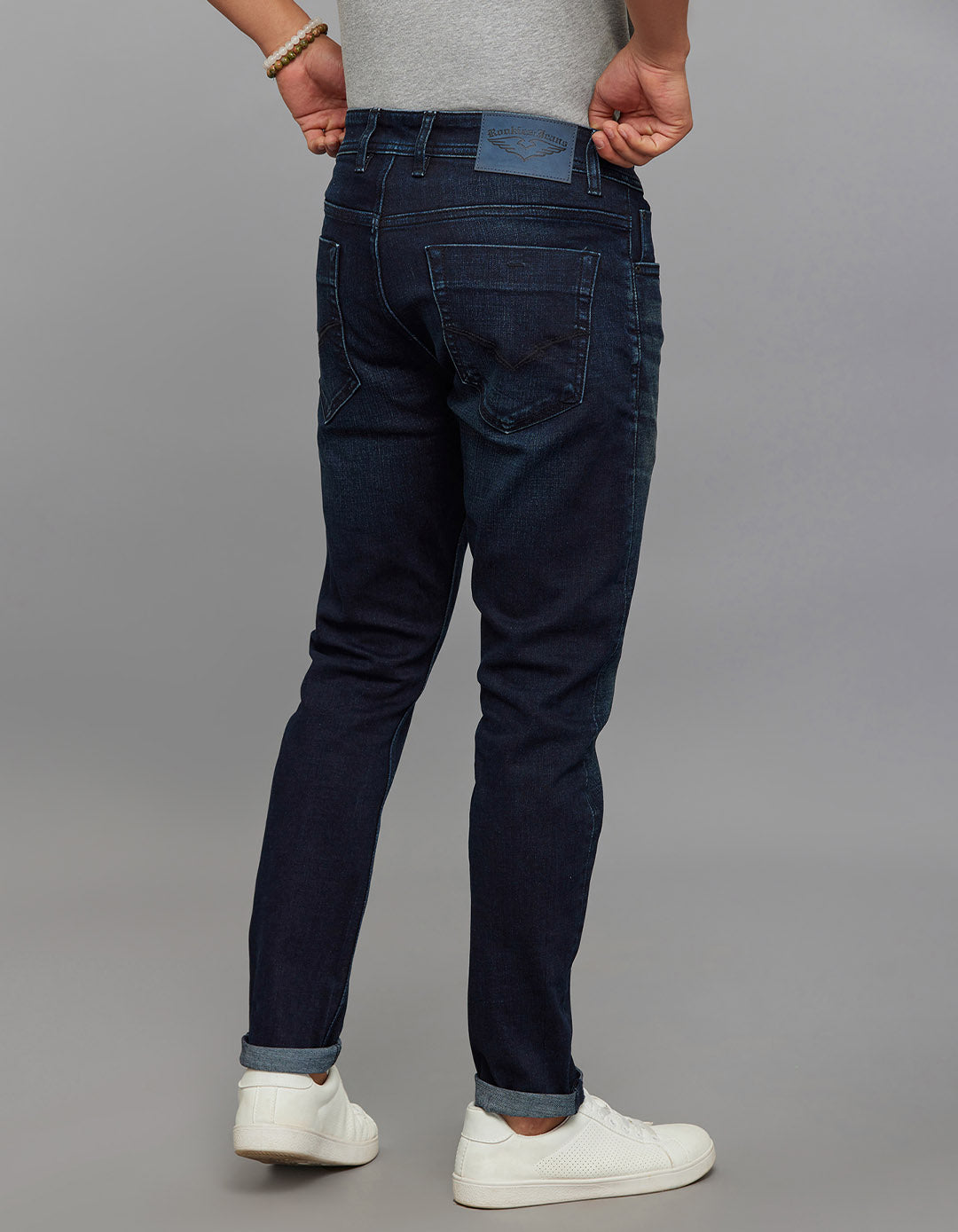Dark Blue 5 Pocket Low-Rise Ankle Length Classic Stretch Jeans