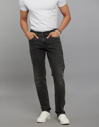 Grey Mid-Rise Slim Straight Fit Classic Stretch Jeans