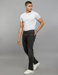 Grey Mid-Rise Slim Straight Fit Classic Stretch Jeans
