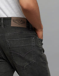 Grey Mid-Rise Slim Straight Fit Classic Stretch Jeans