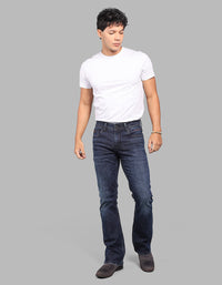 DK BLUE 5 Pocket Mid Rise Loose Boot Leg Stretch Jeans