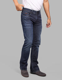 DK BLUE 5 Pocket Mid Rise Loose Boot Leg Stretch Jeans