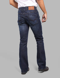 DK BLUE 5 Pocket Mid Rise Loose Boot Leg Stretch Jeans