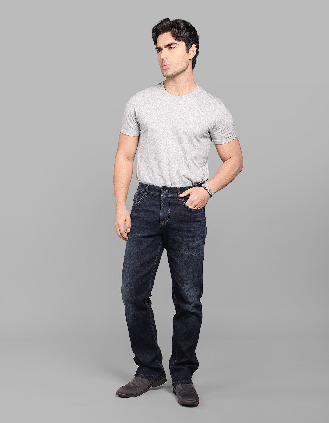Dk Blue 5 Pocket Midrise, Comfort And Straight Fit Stretch Jeans