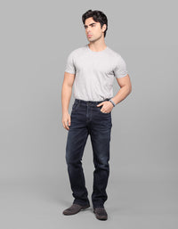 Dk Blue 5 Pocket Midrise, Comfort And Straight Fit Stretch Jeans