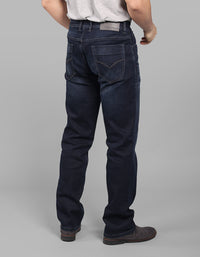 Dark Blue Midrise, Comfort And Straight Crop Length Stretch Jeans