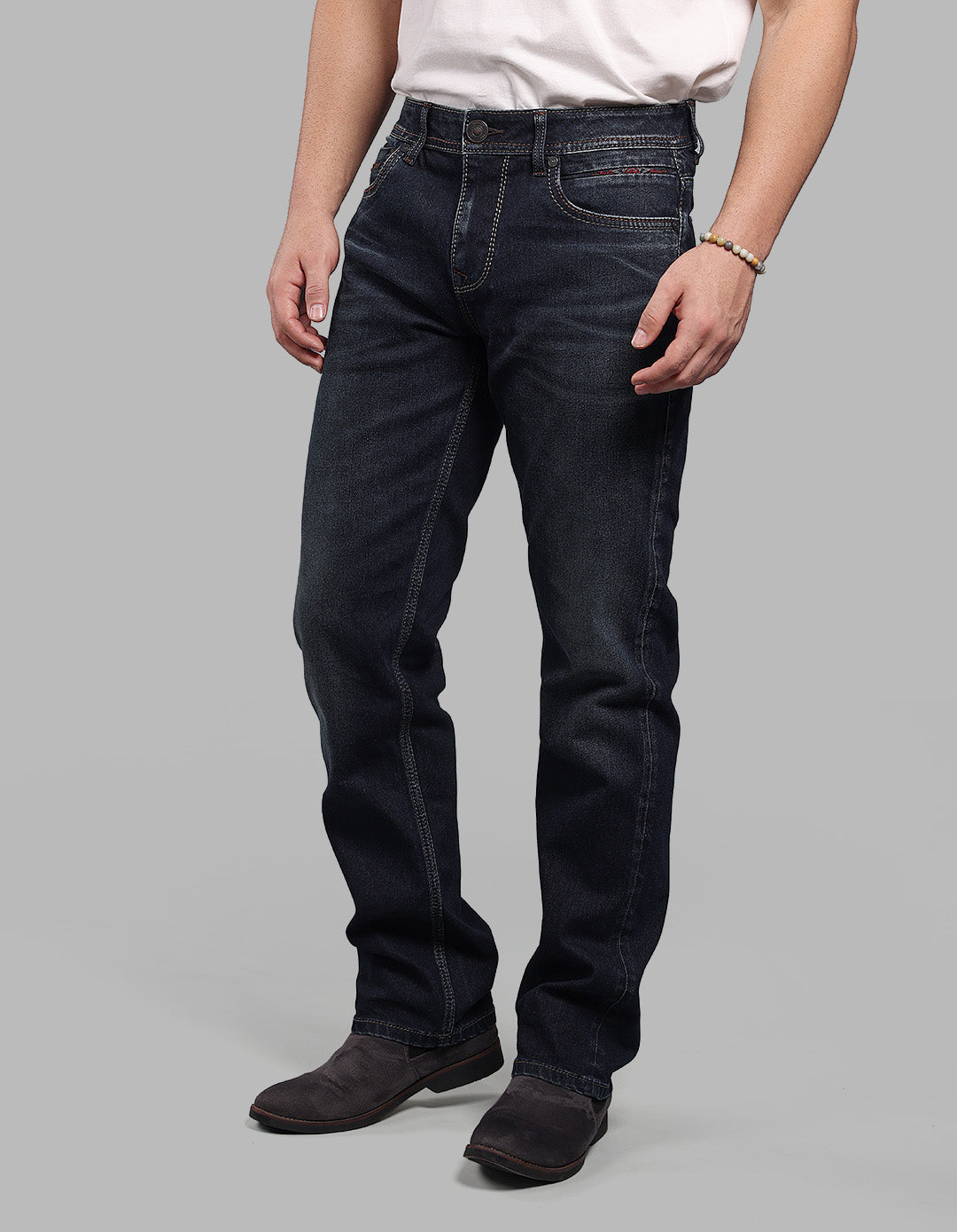 Dk Blue 5 Pocket Midrise, Comfort And Straight Fit Stretch Jeans