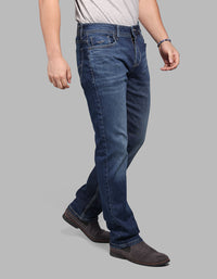 Med Blue 5 Pocket Midrise, Comfort And Straight Fit Stretch Jeans