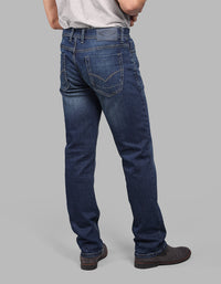 Med Blue 5 Pocket Midrise, Comfort And Straight Fit Stretch Jeans