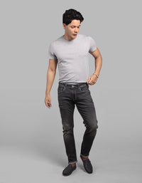 Grey 5 Pocket Low-Rise Ankle Length Stretch Jeans
