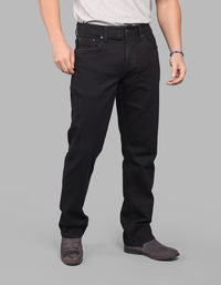 Black 5 Pocket Midrise, Comfort And Straight Fit Stretch Jeans