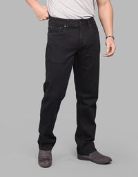 Black 5 Pocket Midrise, Comfort And Straight Fit Stretch Jeans