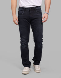 Dk Blue 5 Pocket Mid-Rise Slim Straight Fit Stretch Jeans