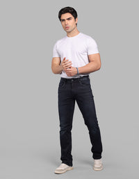Dk Blue 5 Pocket Mid-Rise Slim Straight Fit Stretch Jeans