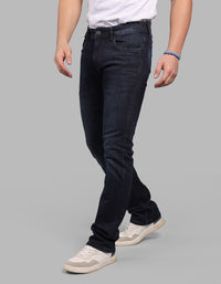 Dk Blue 5 Pocket Mid-Rise Slim Straight Fit Stretch Jeans