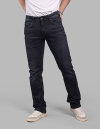 Dk Blue 5 Pocket Mid-Rise Slim Straight Fit Stretch Jeans