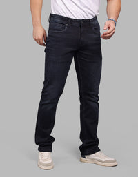 Dk Blue 5 Pocket Mid-Rise Slim Straight Fit Stretch Jeans