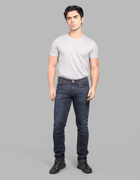 Dk Blue 5 Pocket Mid-Rise Slim Straight Fit Stretch Jeans