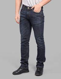 Dk Blue 5 Pocket Mid-Rise Slim Straight Fit Stretch Jeans