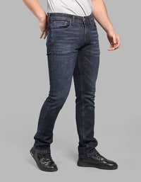 Dk Blue 5 Pocket Mid-Rise Slim Straight Fit Stretch Jeans