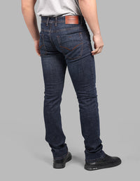 Dk Blue 5 Pocket Mid-Rise Slim Straight Fit Stretch Jeans