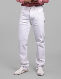 White 5 Pocket Midrise, Comfort And Straight Crop Length Stretch Jeans
