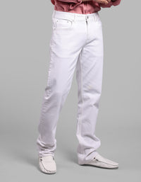 White 5 Pocket Midrise, Comfort And Straight Crop Length Stretch Jeans