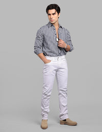 White 5 Pocket Mid-Rise Slim Straight Fit Stretch Jeans