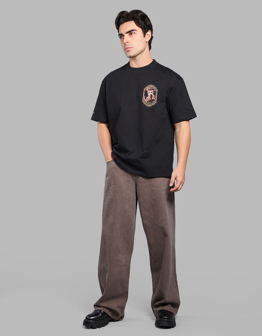 MED BROWN 5 Pocket Extra Loose Fit Jeans