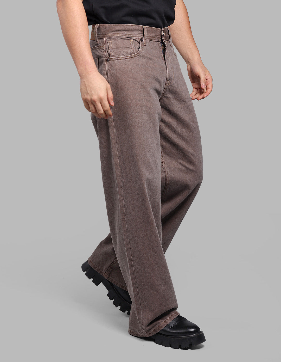 MED BROWN 5 Pocket Extra Loose Fit Jeans