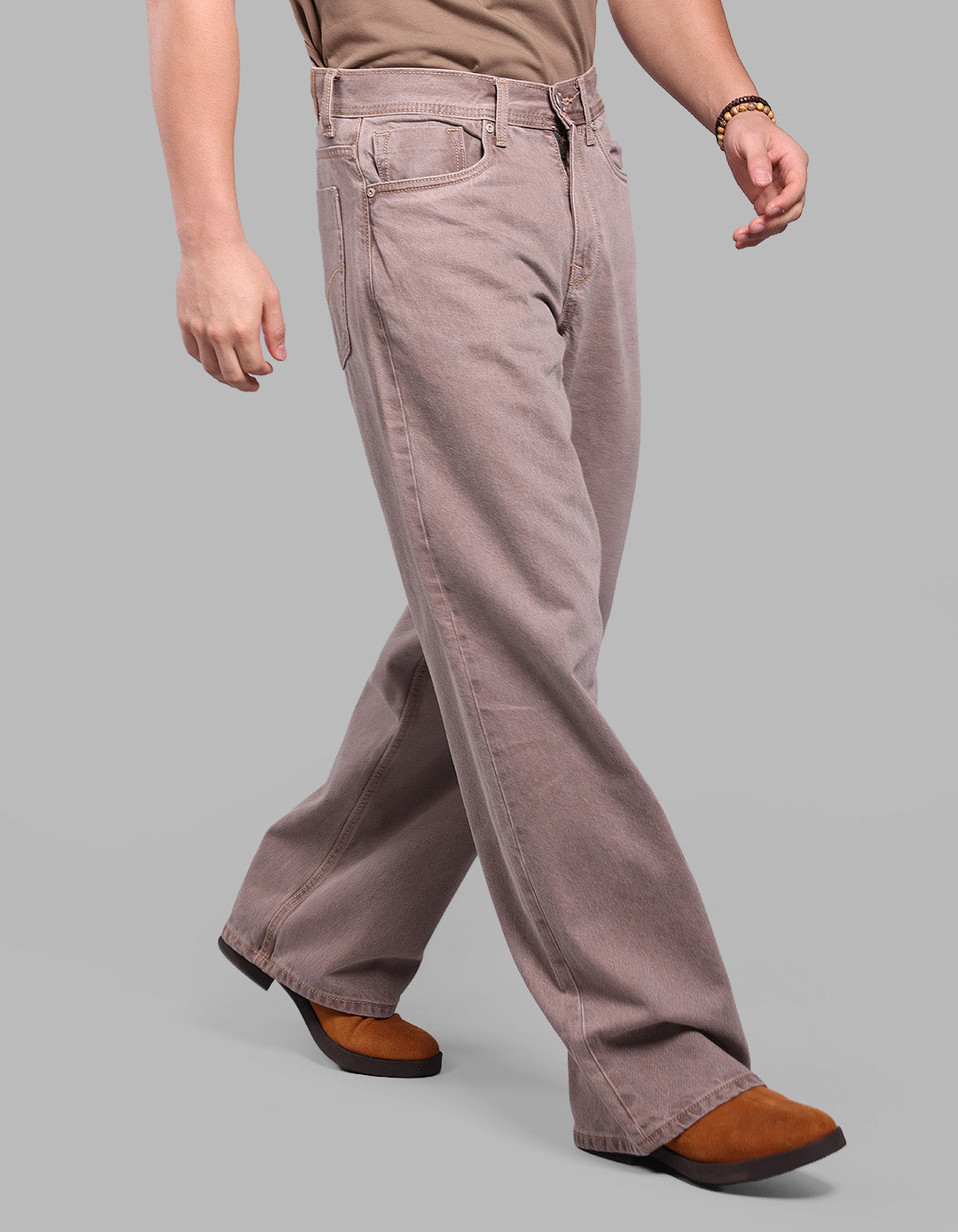 LT BROWN 5 Pocket Extra Loose Fit Jeans