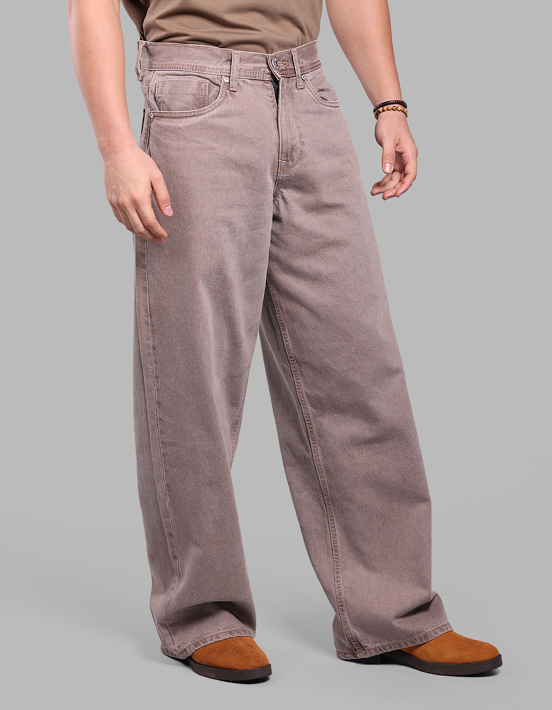 LT BROWN 5 Pocket Extra Loose Fit Jeans