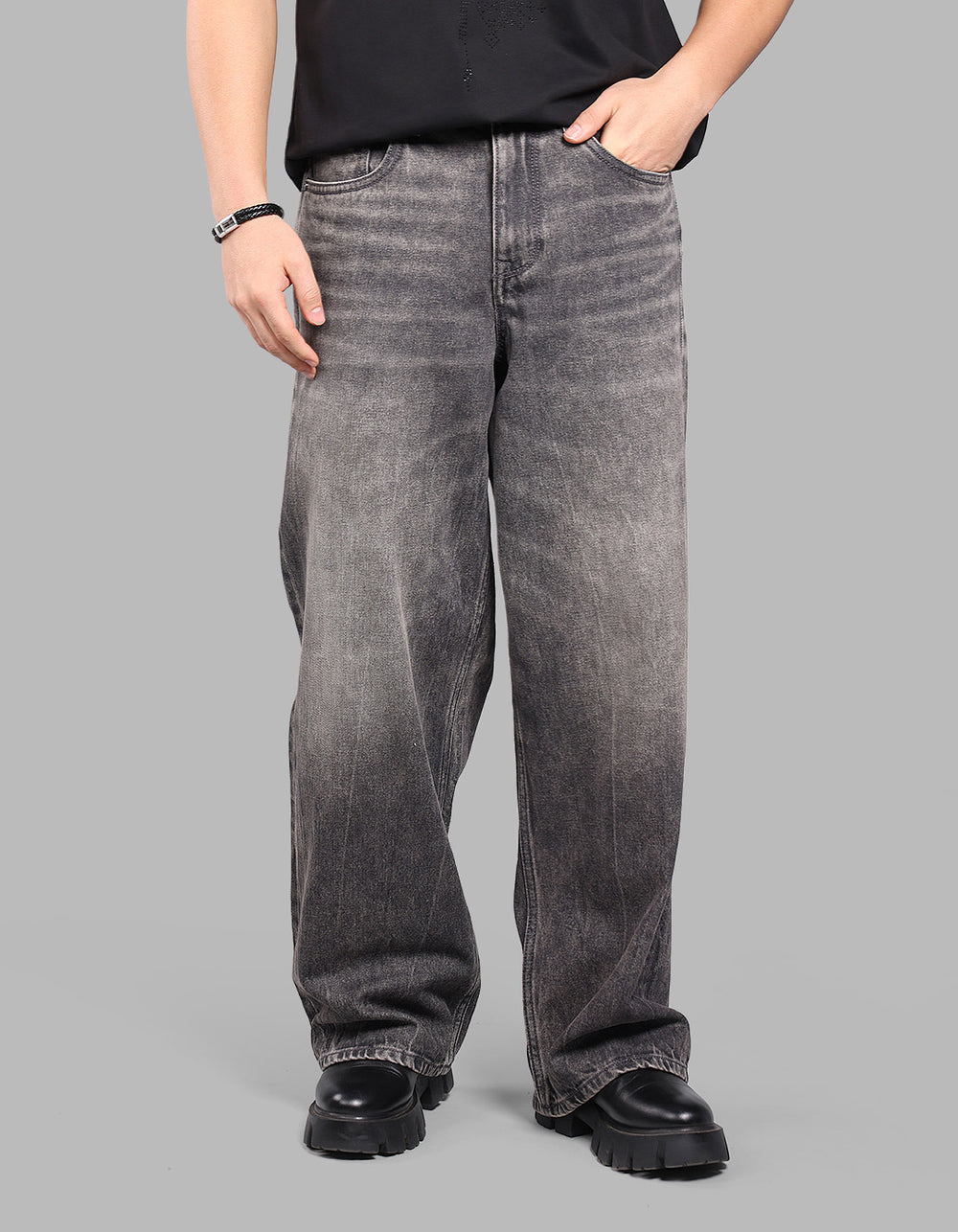 CHARCOAL 5 Pocket Extra Loose Fit Jeans