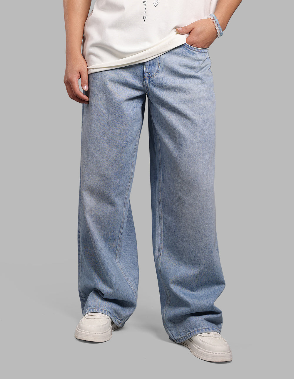 LT BLUE 5 Pocket Extra Loose Fit Jeans