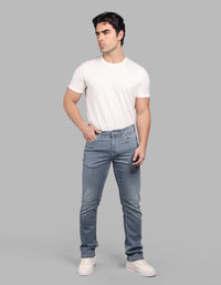 Petrol 5 Pocket Mid-Rise Slim Straight Fit Stretch Jeans