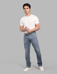 Petrol 5 Pocket Mid-Rise Slim Straight Fit Stretch Jeans