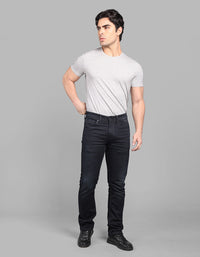 Dk Blue 5 Pocket Mid-Rise Slim Straight Fit Stretch Jeans