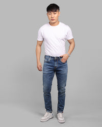 Med Blue 5 Pocket Low-Rise Ankle Length Stretch Jeans