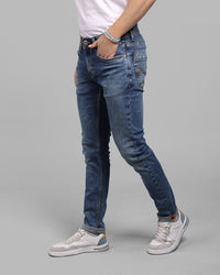 Med Blue 5 Pocket Low-Rise Ankle Length Stretch Jeans