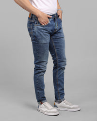 Med Blue 5 Pocket Low-Rise Ankle Length Stretch Jeans