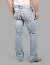 LT BLUE 5 Pocket Mid Rise Loose Boot Leg Stretch Jeans