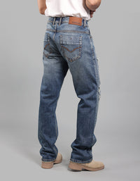 Med Blue Midrise, Comfort And Straight Crop Length Stretch Jeans