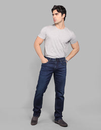 Dk Blue 5 Pocket Midrise, Comfort And Straight Fit Stretch Jeans