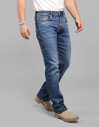 Med Blue 5 Pocket Midrise, Comfort And Straight Fit Stretch Jeans