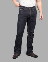 DK BLUE 5 Pocket Mid Rise Loose Boot Leg Stretch Jeans