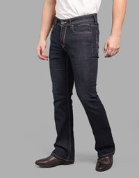 DK BLUE 5 Pocket Mid Rise Loose Boot Leg Stretch Jeans