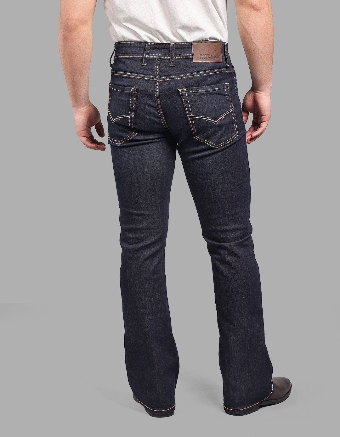 DK BLUE 5 Pocket Mid Rise Loose Boot Leg Stretch Jeans