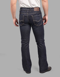 DK BLUE 5 Pocket Mid Rise Loose Boot Leg Stretch Jeans